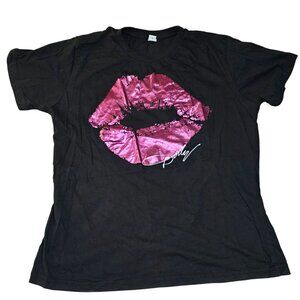 Dolly Parton T-shirt Tee Shirt Women's Adult XL Black Pink Lips Kiss Lipstick